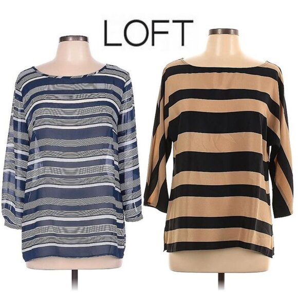 BUNDLE!!   -  The Loft - 2 classic striped lightweight blouses - Picture 1 of 12